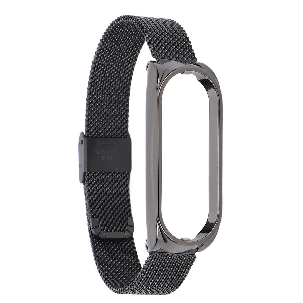 Metal Band Compatible for Xiaomi Mi Band 6 Smartwatch Replacement Steel Strap Bracelet Wristband AccessoriesBlack