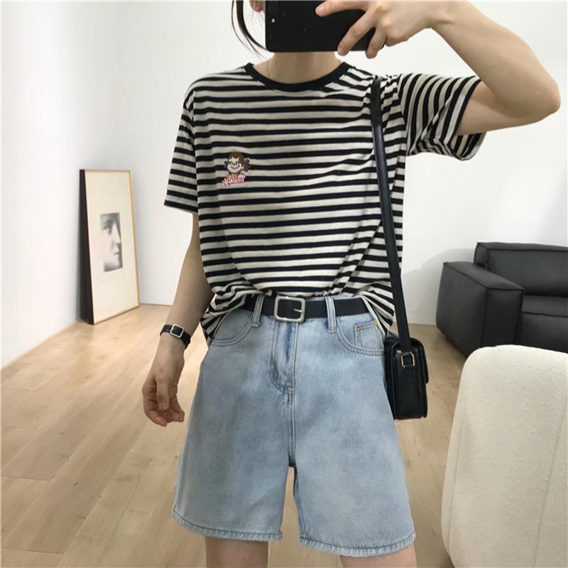 Korean Style Women's Summer Denim Shorts - Casual, Loose, Slim, Straight, Trendy Cycling Design (2022 Version)
