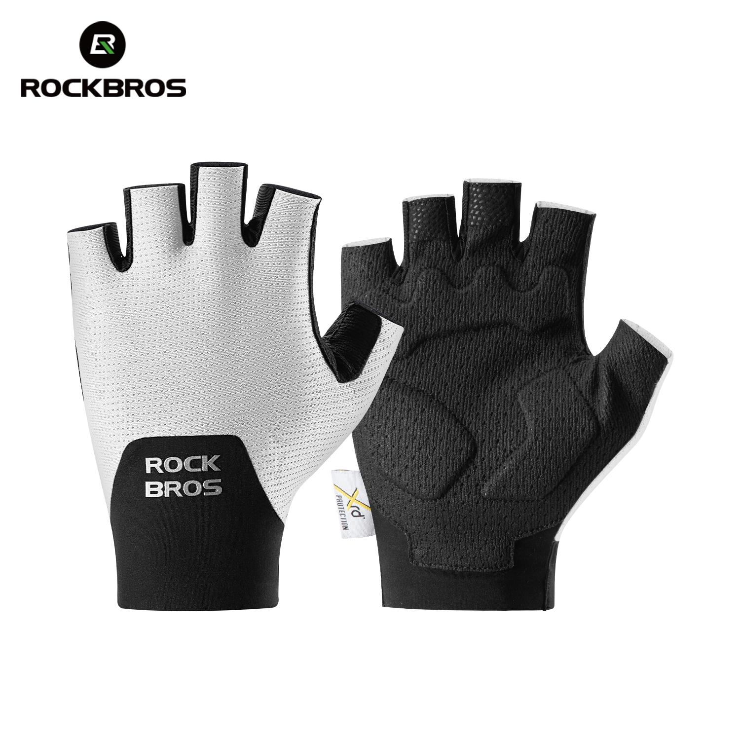ROCKBROS Cycling Gloves Shock Absorption Bike Gloves Half Finger Seamless Breathable Bicycle Gloves With XRD Palm Pad Gloves L