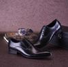 Men's Pointed Toe Leather Dress Shoes - Black European Style