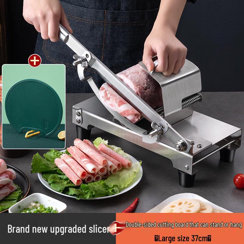 JPHZNB Manual Frozen Meat Slicer with Double-Sided Cutting Board