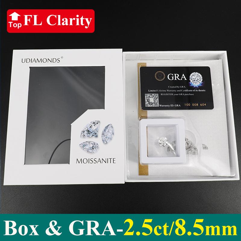 [ 3EX & FL ] New Package 0.1-30ct Super White D Color 3EX Cut FL Clarity Moissanite Loose Stone Pass Diamond Tester with GRA