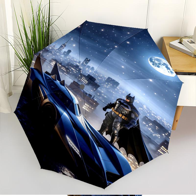 Batman Print Automatic Open Close Umbrella, Portable Foldable Umbrella, for Outdoor Commute Camping Trip, Ideal Birthday Gift