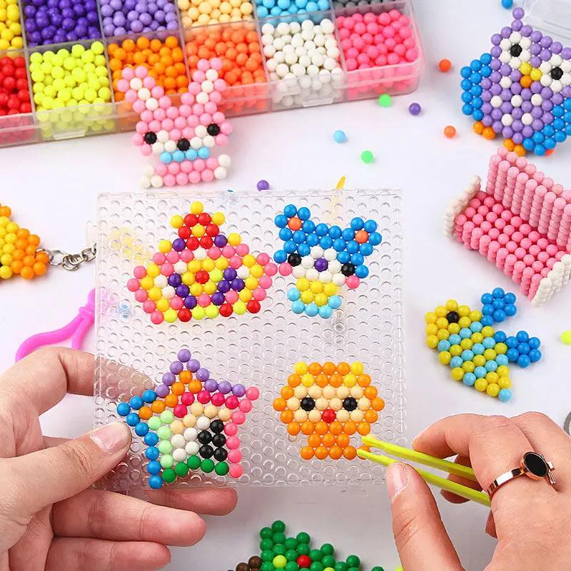 Diy Water Spray Magic Sticky Beads Toy Set Children'S Handmade Puzzle Craft Kit Sensory Crystal Beads Kids Art Educational Gifts