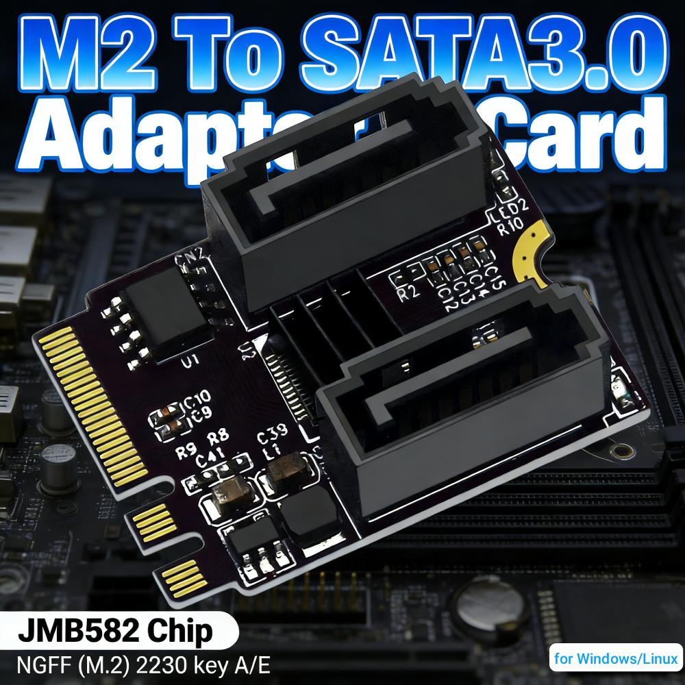 M2 To SATA3.0 Expansion Card Adapter JMB582 Chip KEY A + E WIFI M.2 To SATA for PC Servers Consumer Electronics/Storage Device