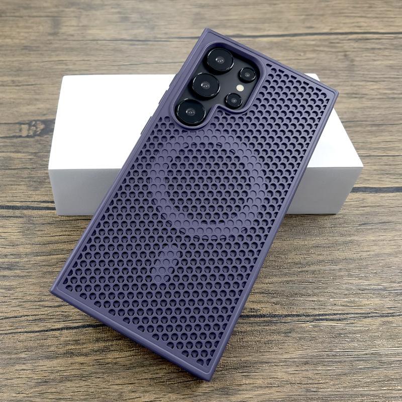 

Роскошный рассеивающий тепло пластиковый чехол для телефона Samsung Galaxy S25 S24 S23 S22 Ultra Plus S 24 23 22 S24Ultra для Magsafe Charge Phone Cover For Samsung S25 темно-фиолетового