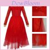 Robe de cosplay élégante en tulle rouge Lydia Beetlejuice pour Halloween et spectacles