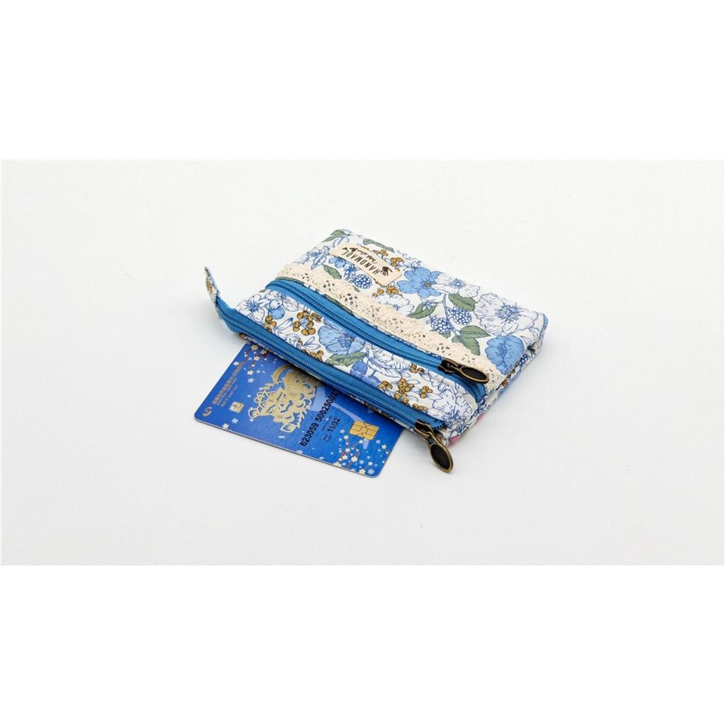 Encantador Monedero Mini con Estampado Floral, Adecuado para Mujeres, Compacto Monedero Multiespacio con Cremallera