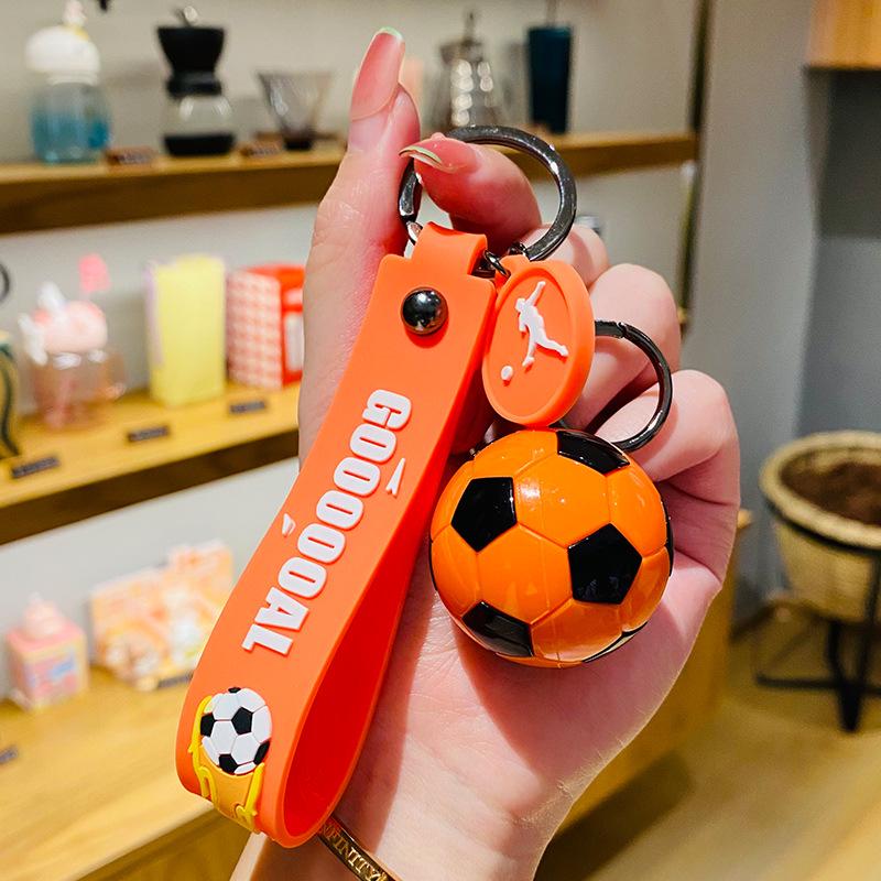 Creative Acrylic Football Pendant Cartoon Backpack Keychain - 6 Colors, Perfect Couple Gift