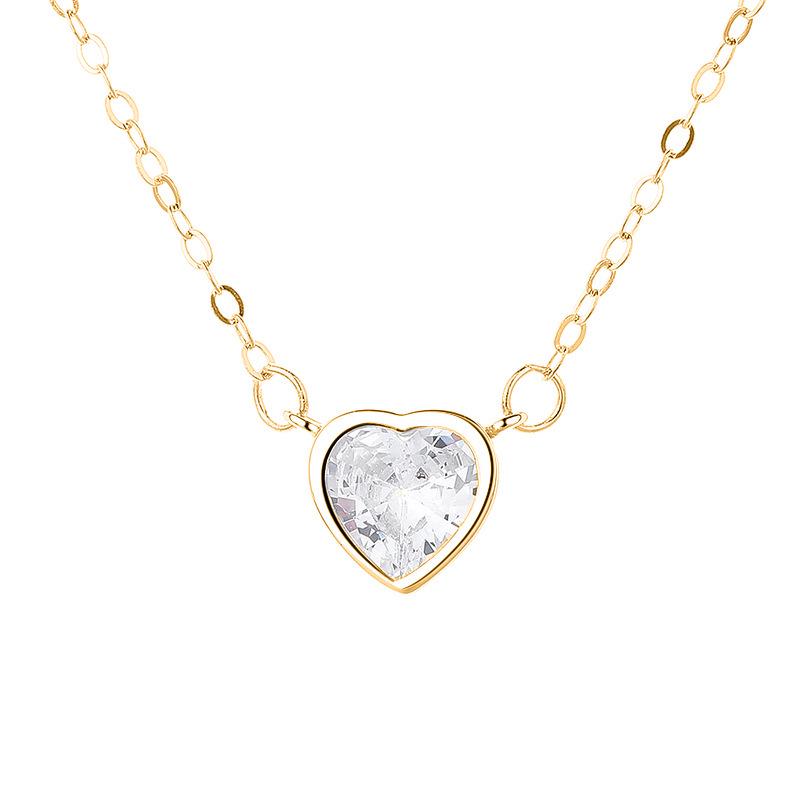 Korean Heart Zircon Necklace: 18k Gold-Plated S925 Sterling Silver Clavicle Chain 925 Silver