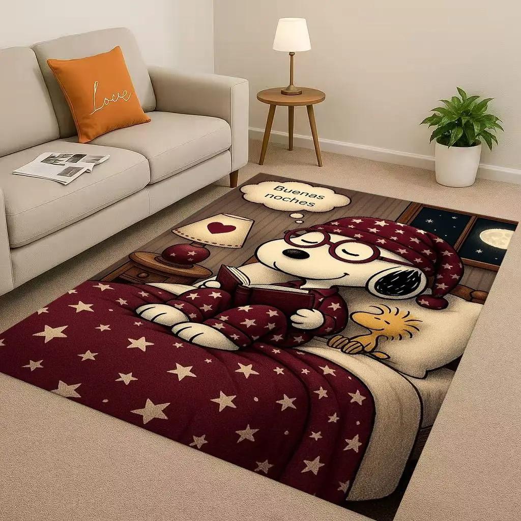 3D Snoopy Dog Peanuts Cartoon Christmas Living Room Non-Slip Area Rug Carpet for Bedroom Playroom Sofa,Home Decor Doormat