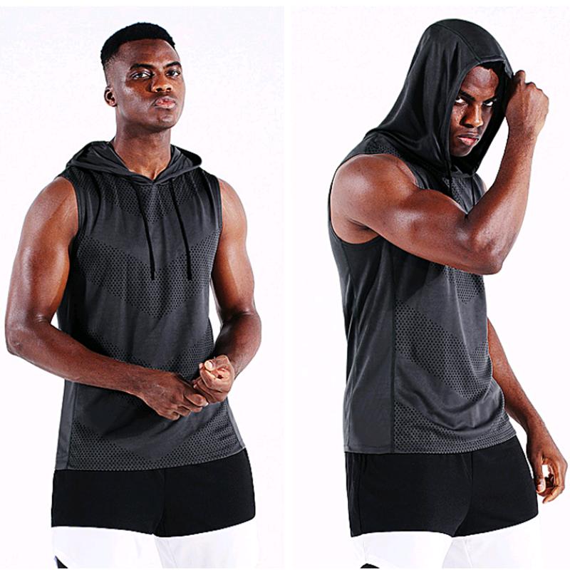 Herren Laufweste Tank Hoodies Ärmellose Shirts Jogging Sportblusen Fitness Tops Gym Marathon Fitnessbekleidung