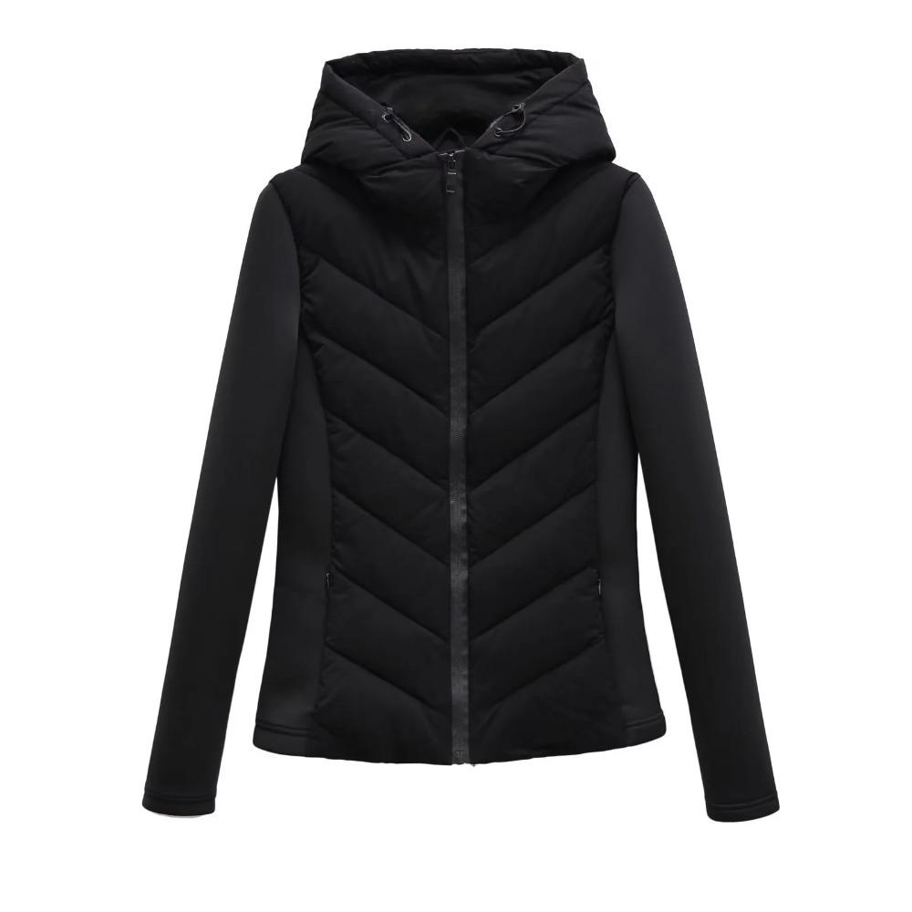 Herbst Winter Damen Kapuzenjacke Luftbaumwolle Langarm Slim Stepp Leicht Daunen Baumwolljacke für Damen