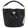 Fleming Logo Brass Accents Pleated Quilted Leather Bucket Bag Women Handbags Black 142565-001