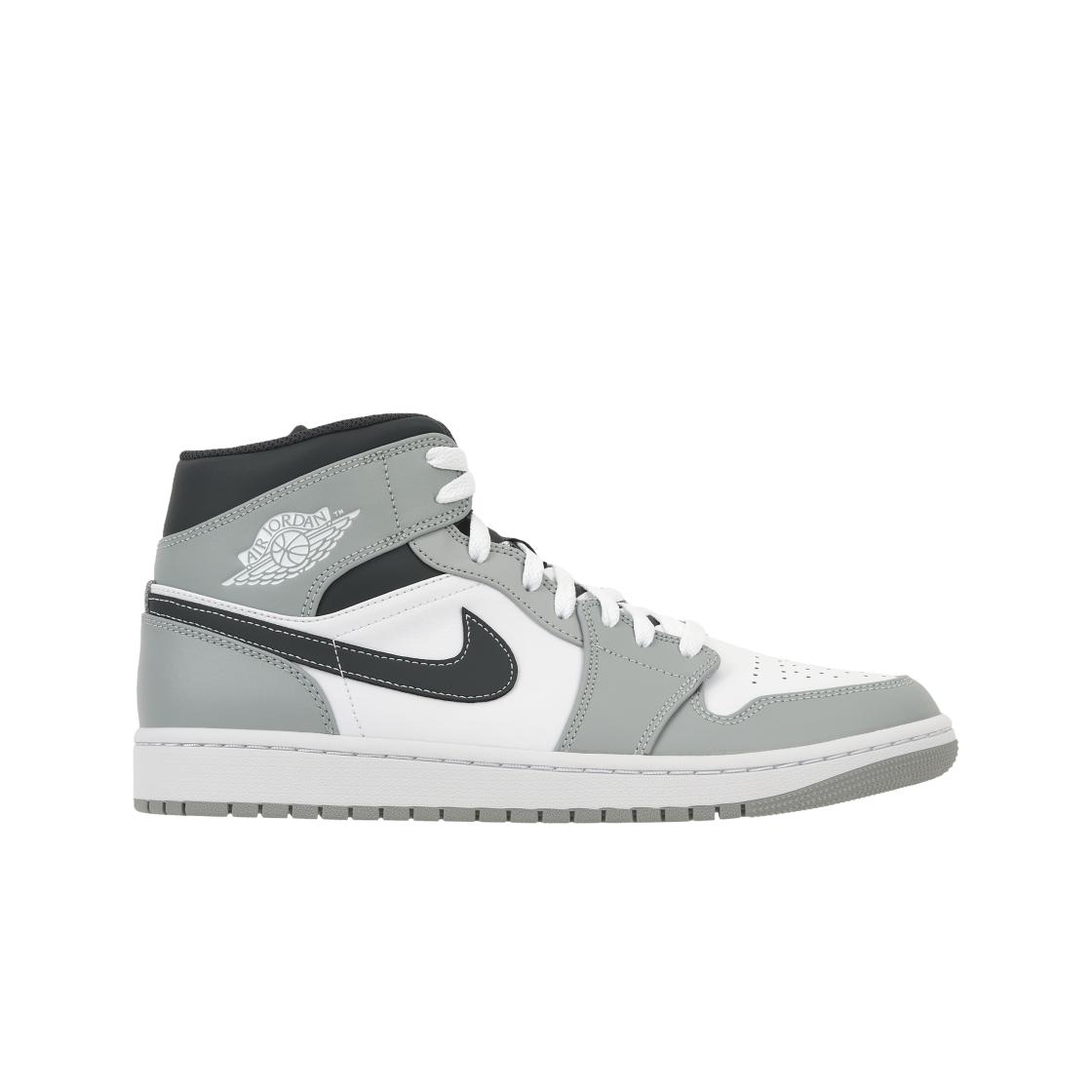 Air Jordan 1 Mid Light Smoke Grey Herren Sneaker Anthrazit Weiß 554724-078 40.5
