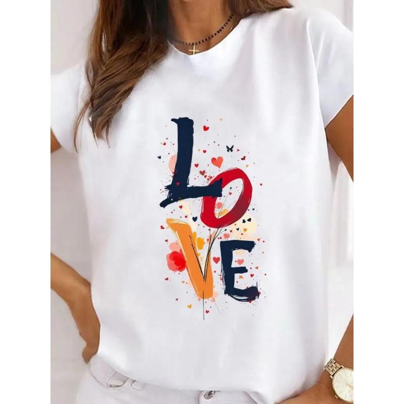 Oneck Tshirt Creative Butterfly Love Flowers Short Sleeve Tshirt FeUnisex Women Clothing Funny Women Casual Aesthetic Tshirts S