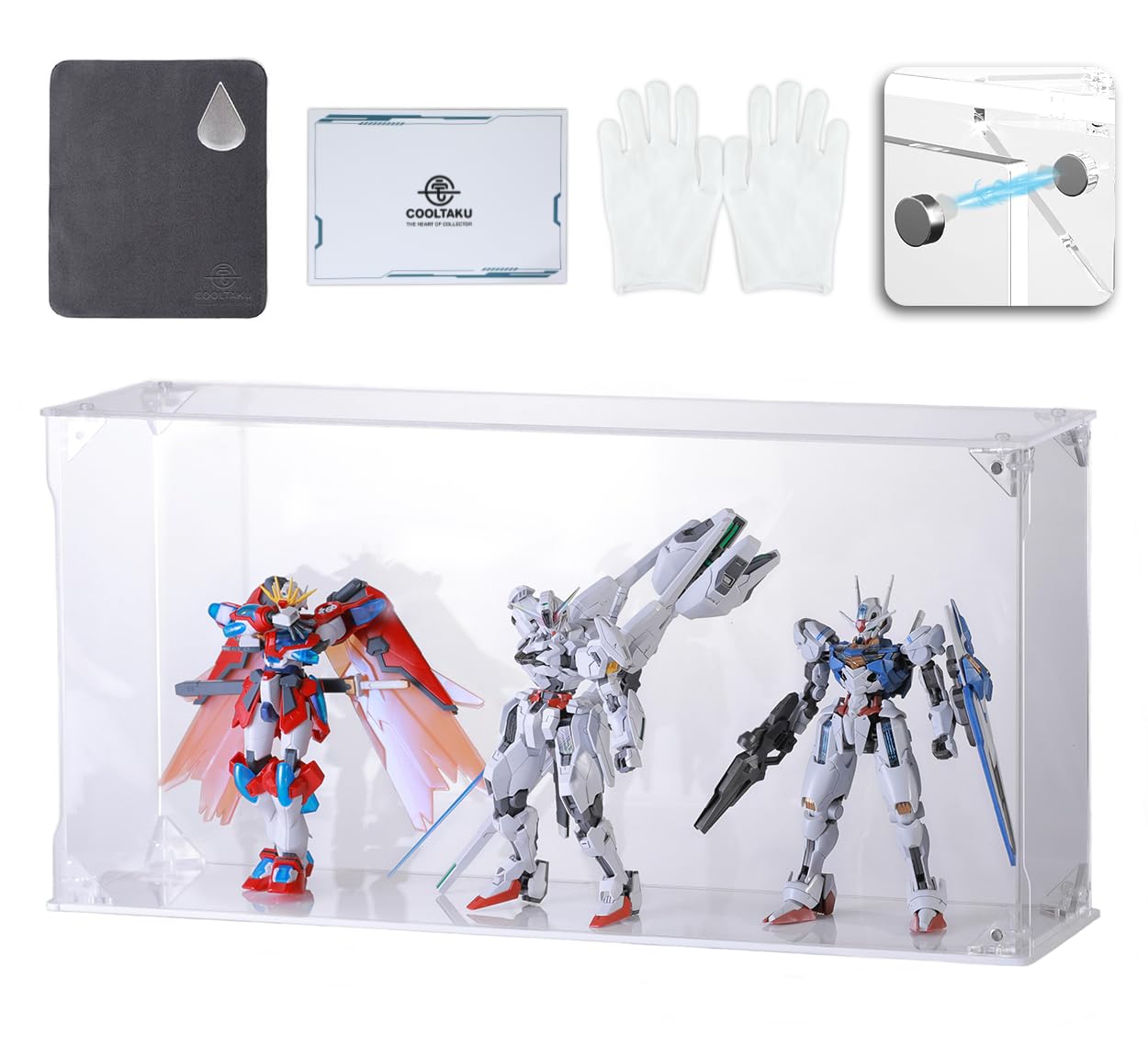 

COOLTAKU Фигурка УФ Магнитный Магнит Передняя Коллекция Больше Собранный Акриловый Дисплей Ткань для Чистки Пятен Хранение Фигурок 40 x Глубина 10 x Высота Белый