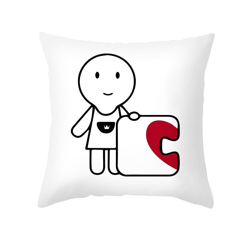Valentine's Day Pillow Cover Couple Love Cushion Cover Peach Skin Fur Home Bedroom Sofa Cushion Cover