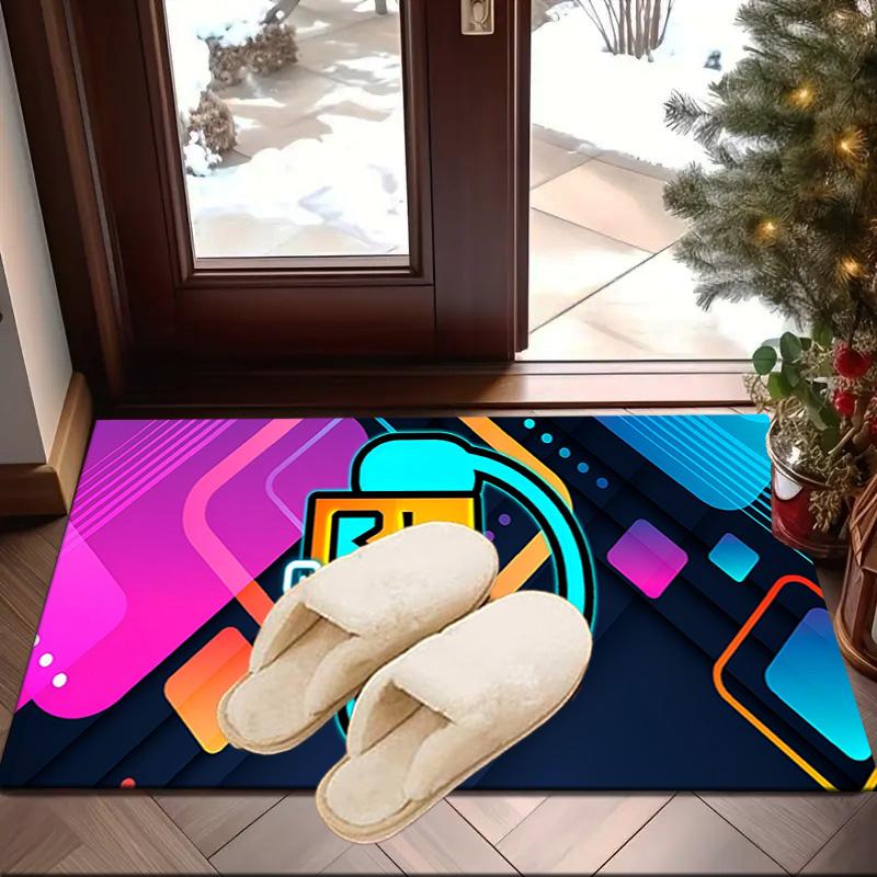 Geometry Dash: Tanze zum Beat Teppich für den Boden, Büroteppich, Stuhlmatte, Dekorations Teppich Wohnzimmer Schlafzimmer Matte, Große Größe Fan Geschenke Weihnachtsgeschenke