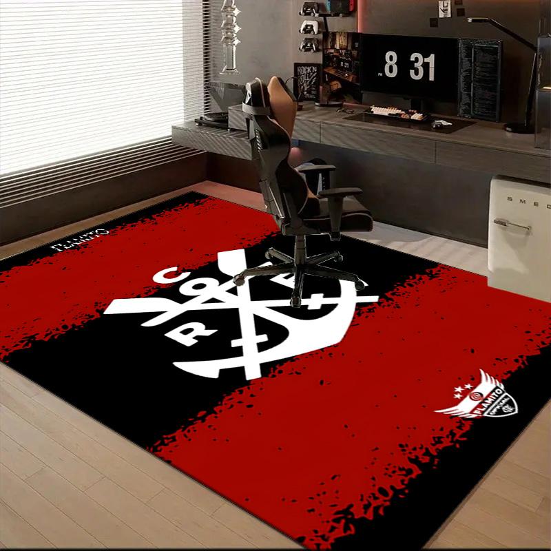 Fla-mengo Club Crest Printed Office Carpet Chair Cushion Entryway Rug, Rugs for Living Room, Bedroom Christmas gifts
