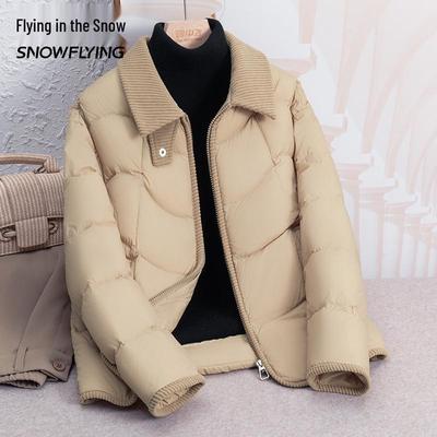 Casaco de Inverno Feminino com Penugem de Ganso: Casaco Curto Leve e Quente com Gola Reversível