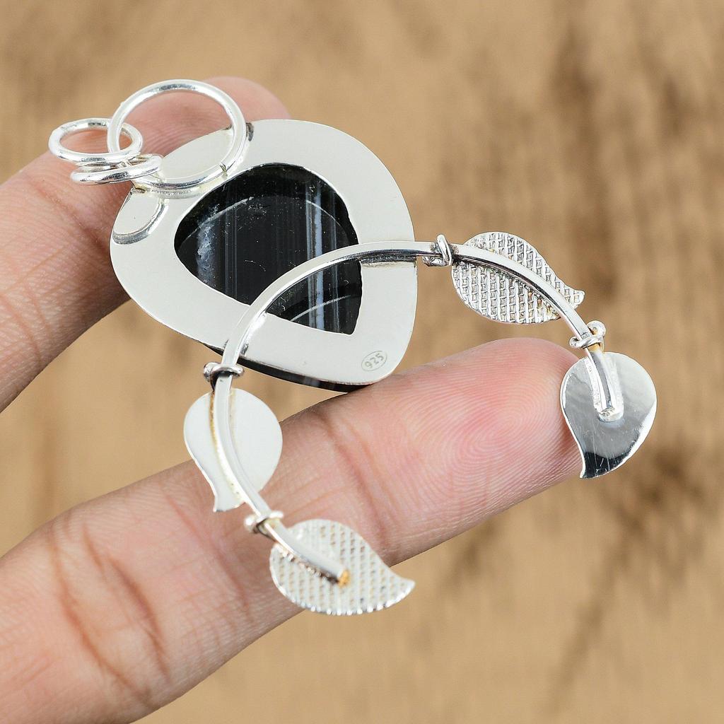 Natural Sardonyx Gemstone Indian Jewelry 925 Sterling Silver Pendant For Women