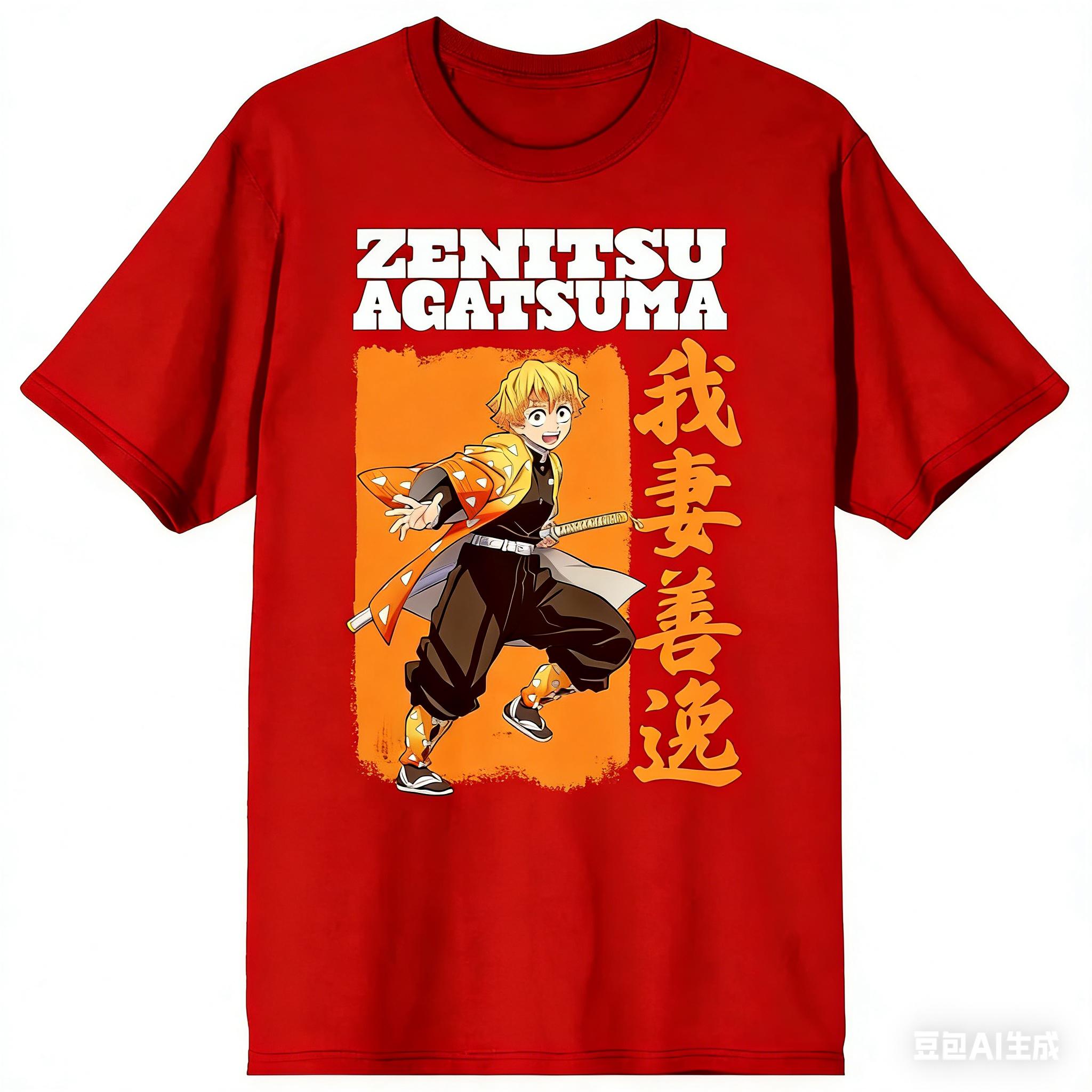 Demon Slayer Zenitsu Agatsuma Tshirt Anime Graphic Print Cotton Tee for Men Women S