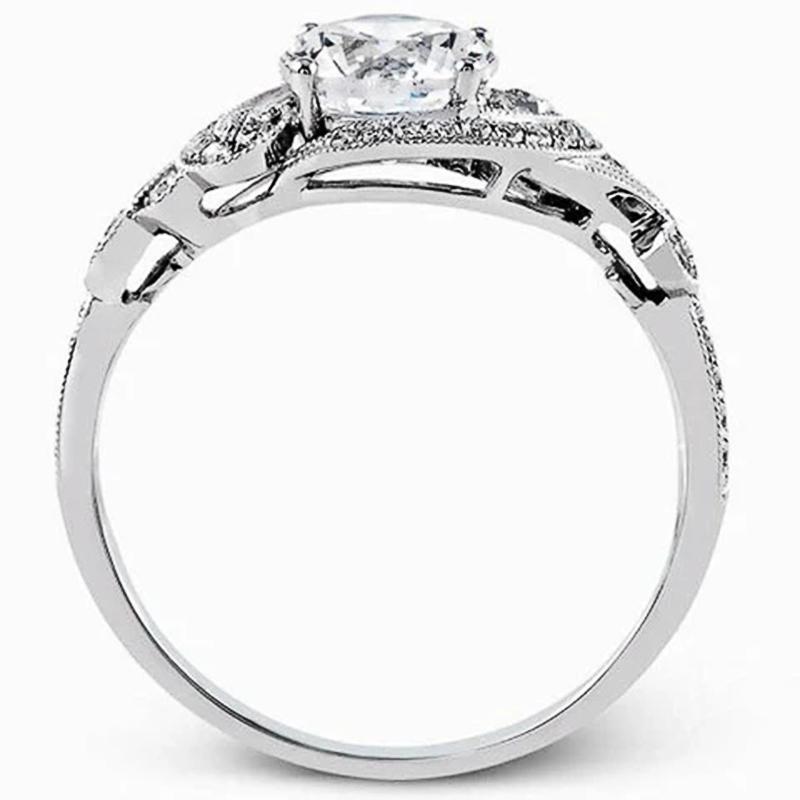Neuer zarter Frauenring mit rundem Zirkonia, Temperament, süße weibliche Hochzeit, Verlobungsringe, Geschenk, neuer Modeschmuck