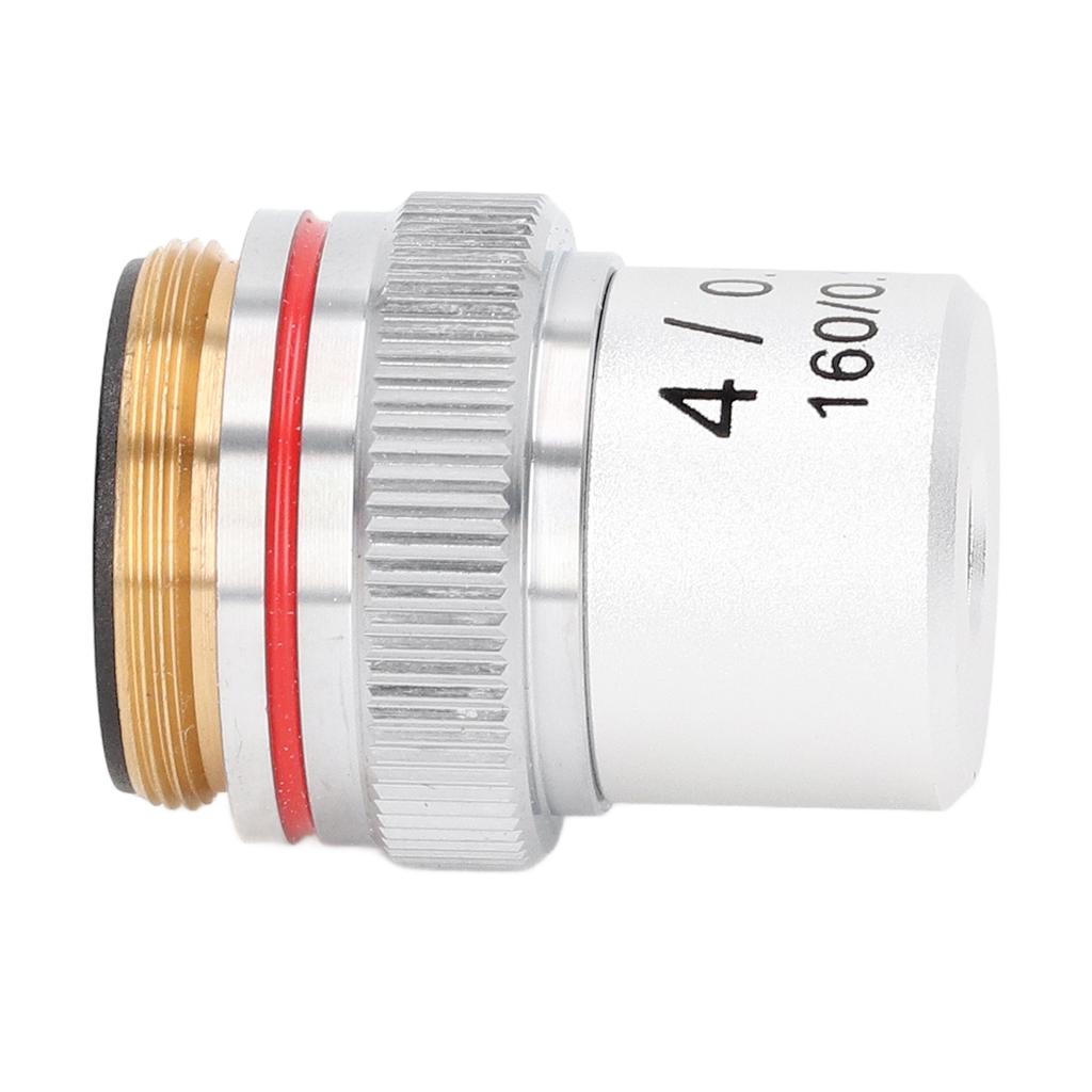 Achromatic Microscope Objective Silver 4X Microscope Objective Len with 20.2mm Standard Interface