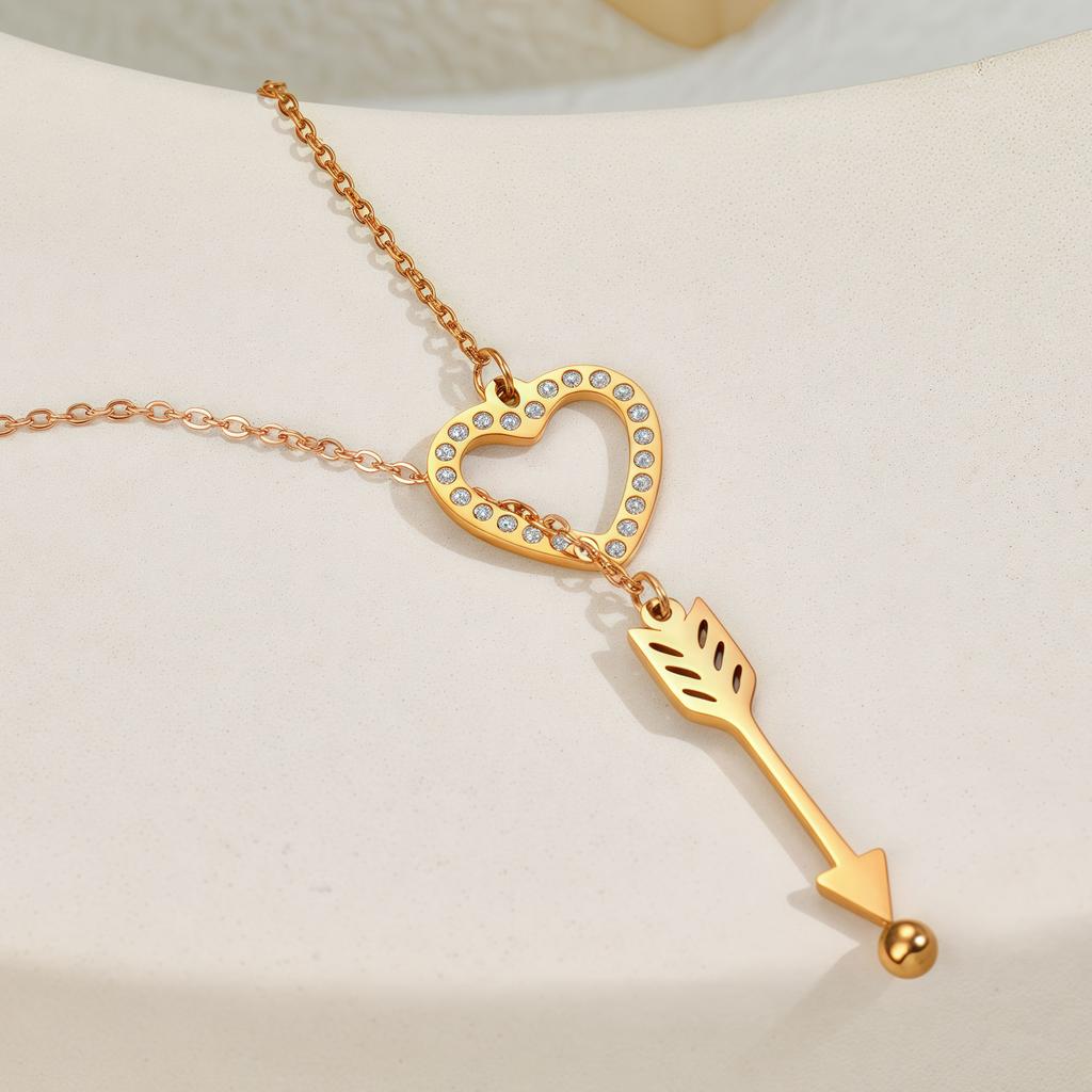 Stainless Steel Love Tassel Necklace, One Arrow Through The Heart Necklace, The Same Style For Girlfriend'S Valentine'S Day Gift