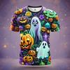 Halloween Boy's T-Shirt Pumpkin Pattern Summer Short Sleeves Casual Fashion Print Kids Tops 3-14Y Party Gift Children's Clothing
