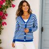 Women's Striped V-Neck Single-Breasted Lightweight Knit Cardigan Loose Fit