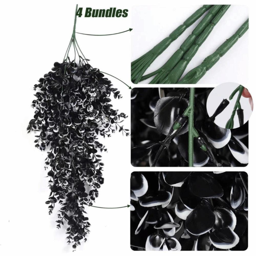 Black Artificial Vines Plants Plastic Leaf Fake Plants New Hanging Plants  Halloween Decoration