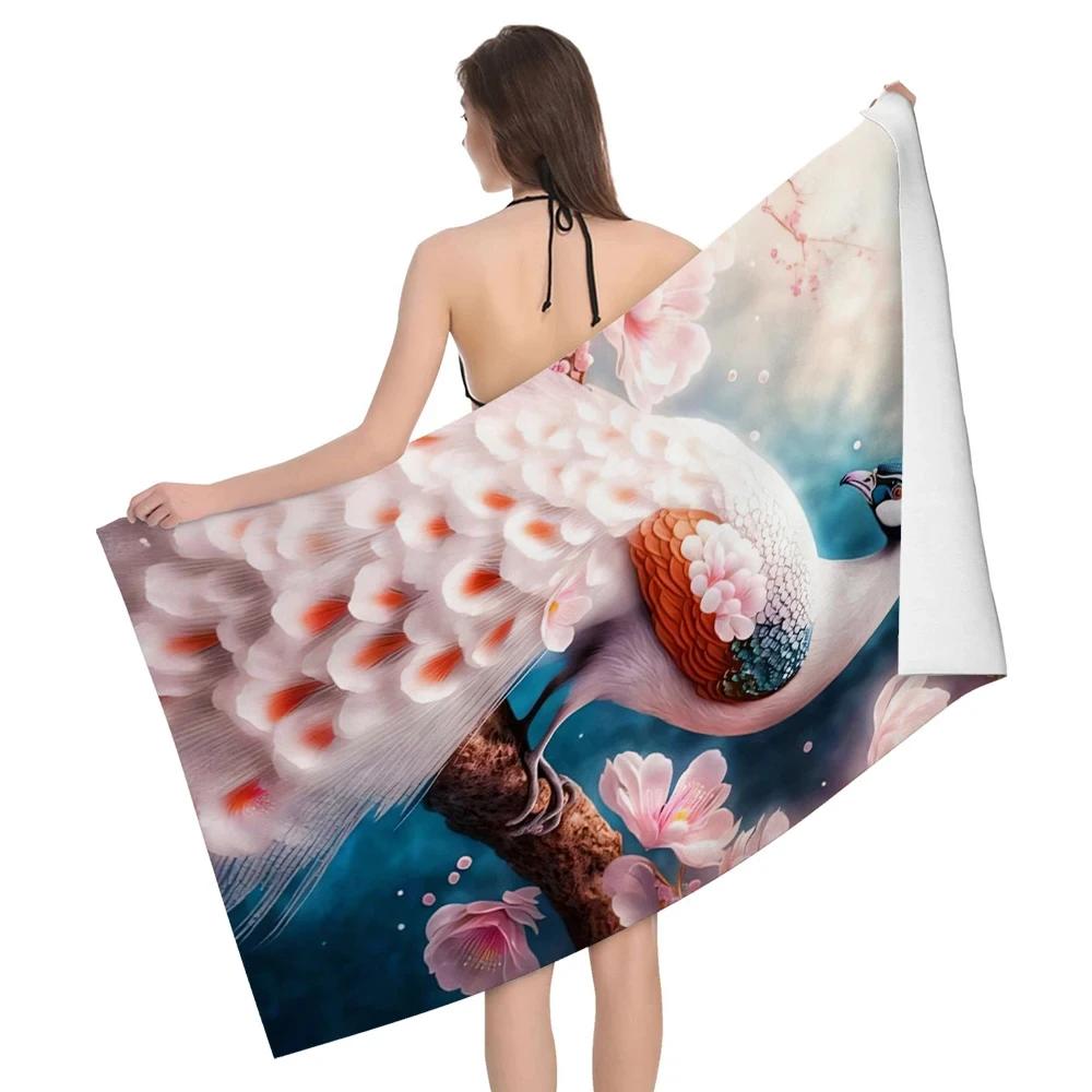 Peacock Animal Beach Towel Quick Dry Bath Towels Absorbent Swim Travel Yoga Sport Camping Pool Towels For Kids Teens Adults