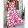 QICED Fashion Summer Spring Short Sleeve V-Neck Casual Dresses Unique Design