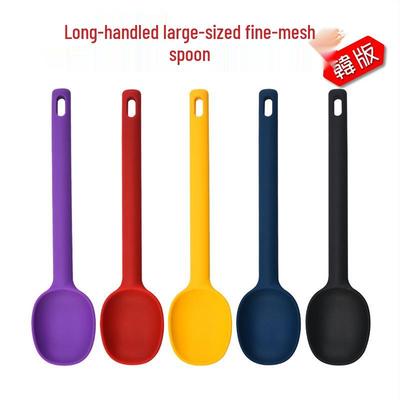 High-Temperature Resistant Long-Handle Silicone Cooking Spoon for Soup & Salad