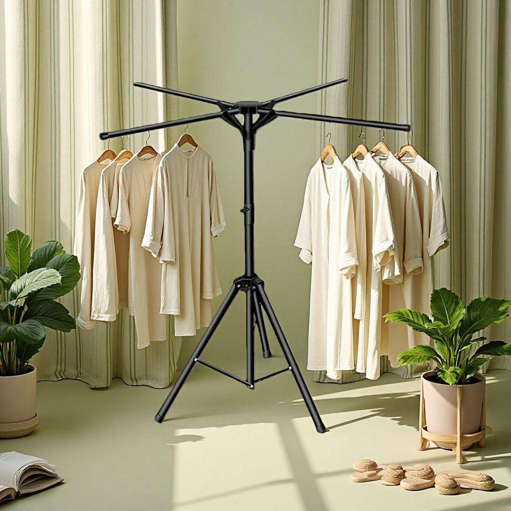 Compact Foldable Clothes Drying Rack - Space-Saving Balcony & Floor Stand for Simple Hanging