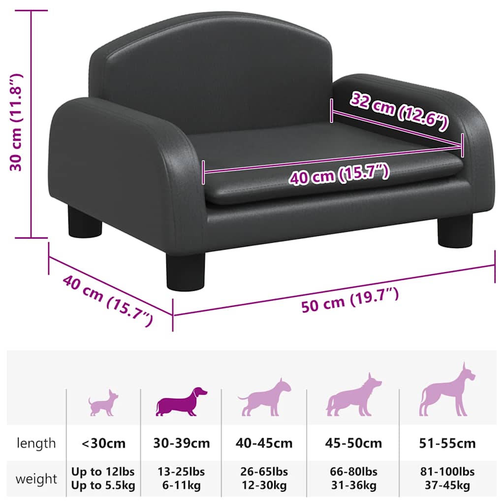 Dog Bed Black 50x40x30 cm Artificial Leather