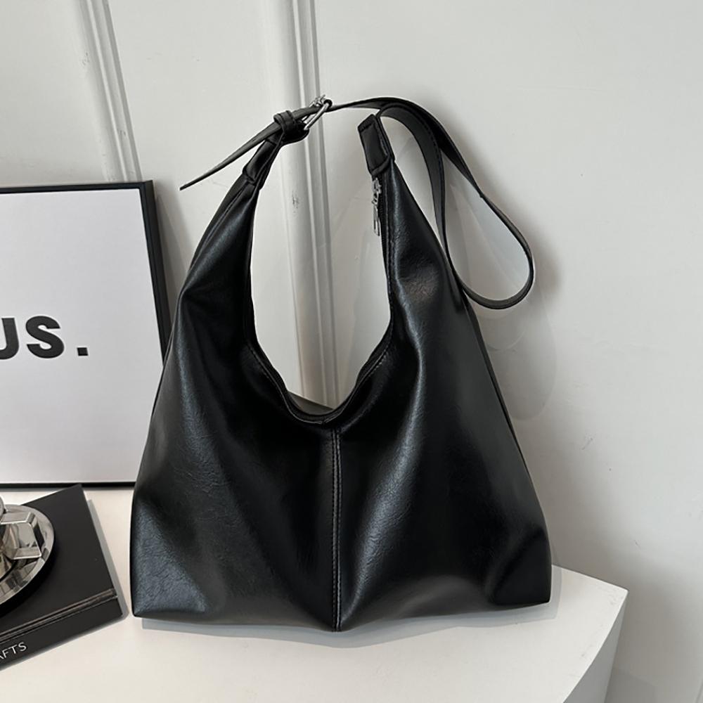 Large Capacity Commuter Retro Solid Color Simple Texture Tote Single Shoulder Underarm Bag for Women.zwq