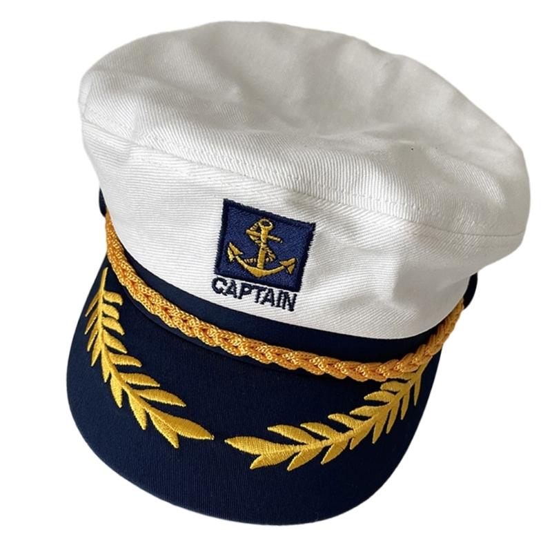Adjustable Cotton Sailors Hat Classical 2000s Embroidered Cosplay Hat For Women And Men