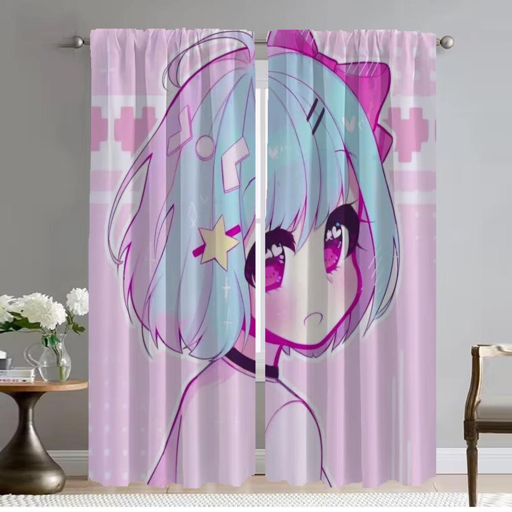 

Домашний интерьер Шторы для гостиной Geoxor Moneko Blackout Curtain Tulle для спальни Shades Partition Halloween Decoration W50xH70cmx2pcs-CL