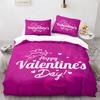 Valentine'S Day King Queen Duvet Cover Angel Cupid Bedding Set For Teens Adults Romantic Couple 2/3 Pcs Polyester Quilt Cover