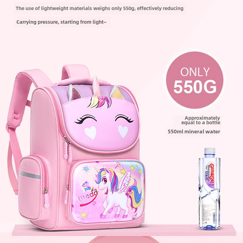 Unicorn Spine Protection Lightweight Backpack for Elementary School Girls (Grades 1-6)