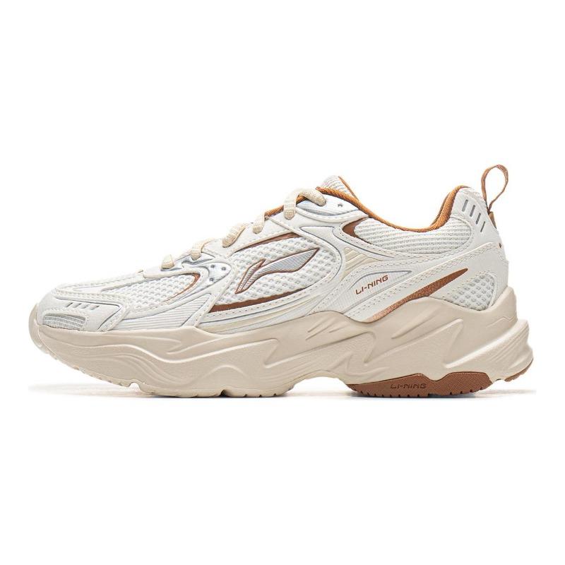 Li-Ning Meteor 2K Womens Low Top Dad Shoes White Brown Retro Thick Sole AGCU358-2 35