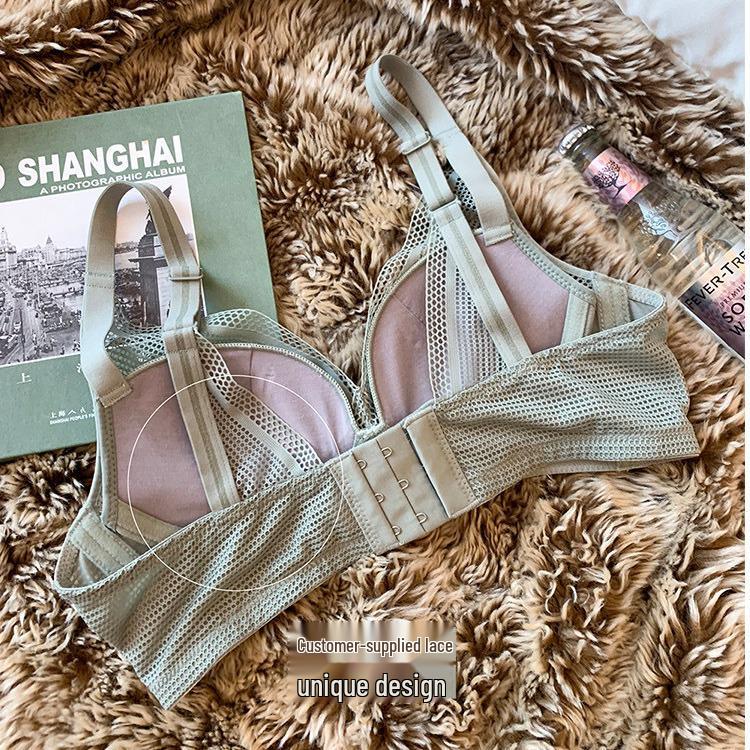 High-End Minimalist Glossy Wire-Free Bra: Comfortable, Breathable, Small Bust, Thin Cup Women's Underwear.