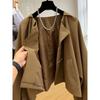 Lantern Sleeve Coat Women's Bat Shirt Round Neck Short Coat Loose Windbreaker Jacket