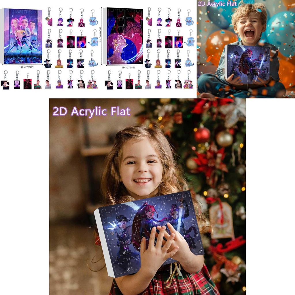 Kpop Demon Hunters Christmas Countdown Calendar With Acrylic Keychain Car Decor Gifts For Fans
