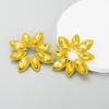 Women's Study Earring Exaggerated Alloy Glass Crystal Flower Earrings Needle Premium Earrings