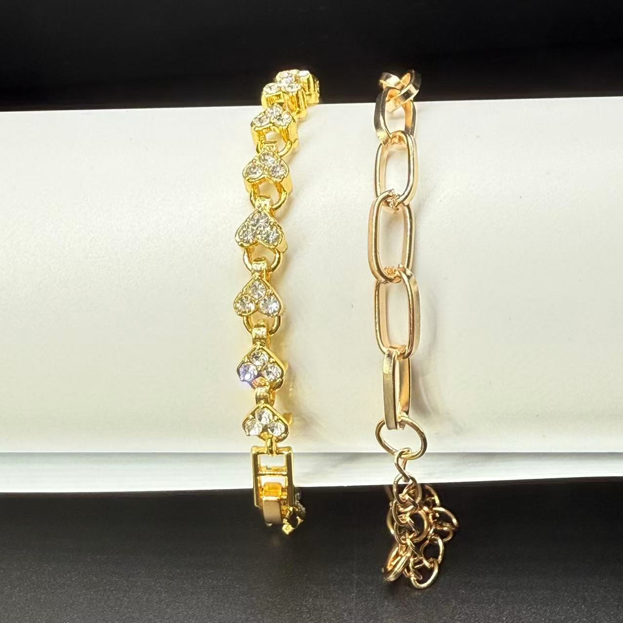 Модный Браслет Набор из Двух Регулируемых Золотых Браслетов Сердечки Минималистичный Стиль Хэллоуин Подарок Украшения Подарок на День Рождения