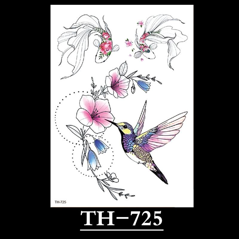 Flower Arm Tattoo Sticker, Half Arm Waterproof Tattoo Sticker, Sketch Line Tattoo Sticker Tattoo